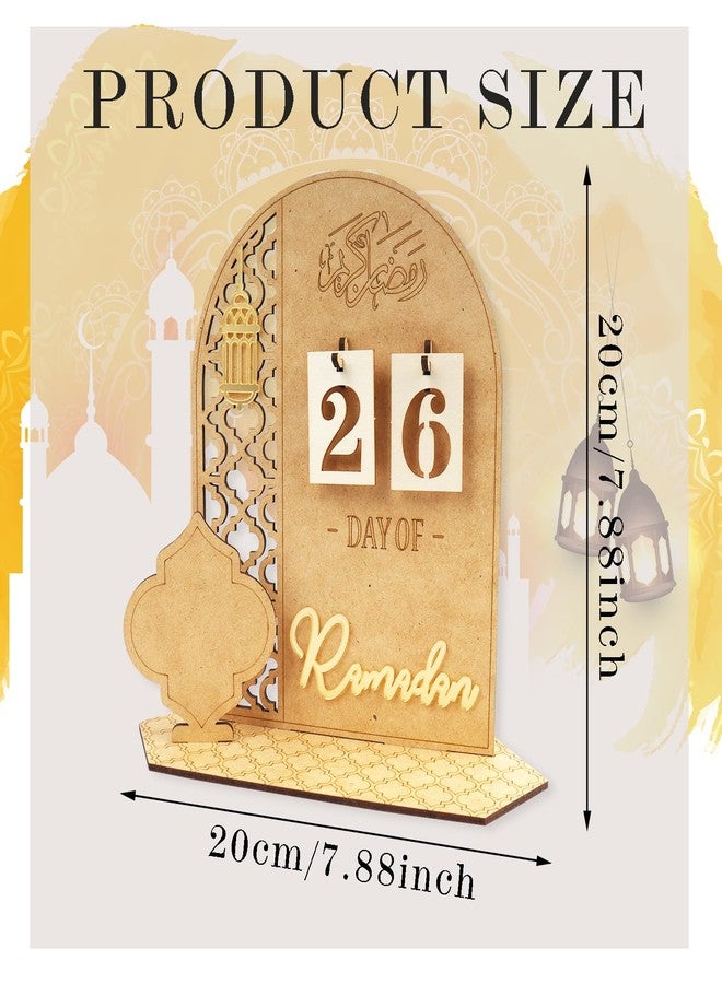 زينة خشبية لتقويم رمضان، عد تنازلي لمدة 30 يومًا حتى عيد الفطر، هدية للأطفال - Image 2